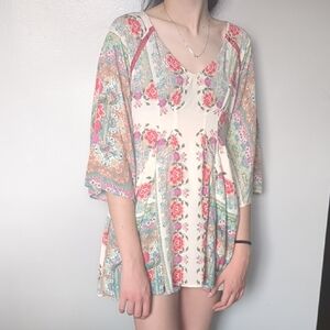 Floral Cream Mini Dress - Whimsy, Cottagecore, Fairycore